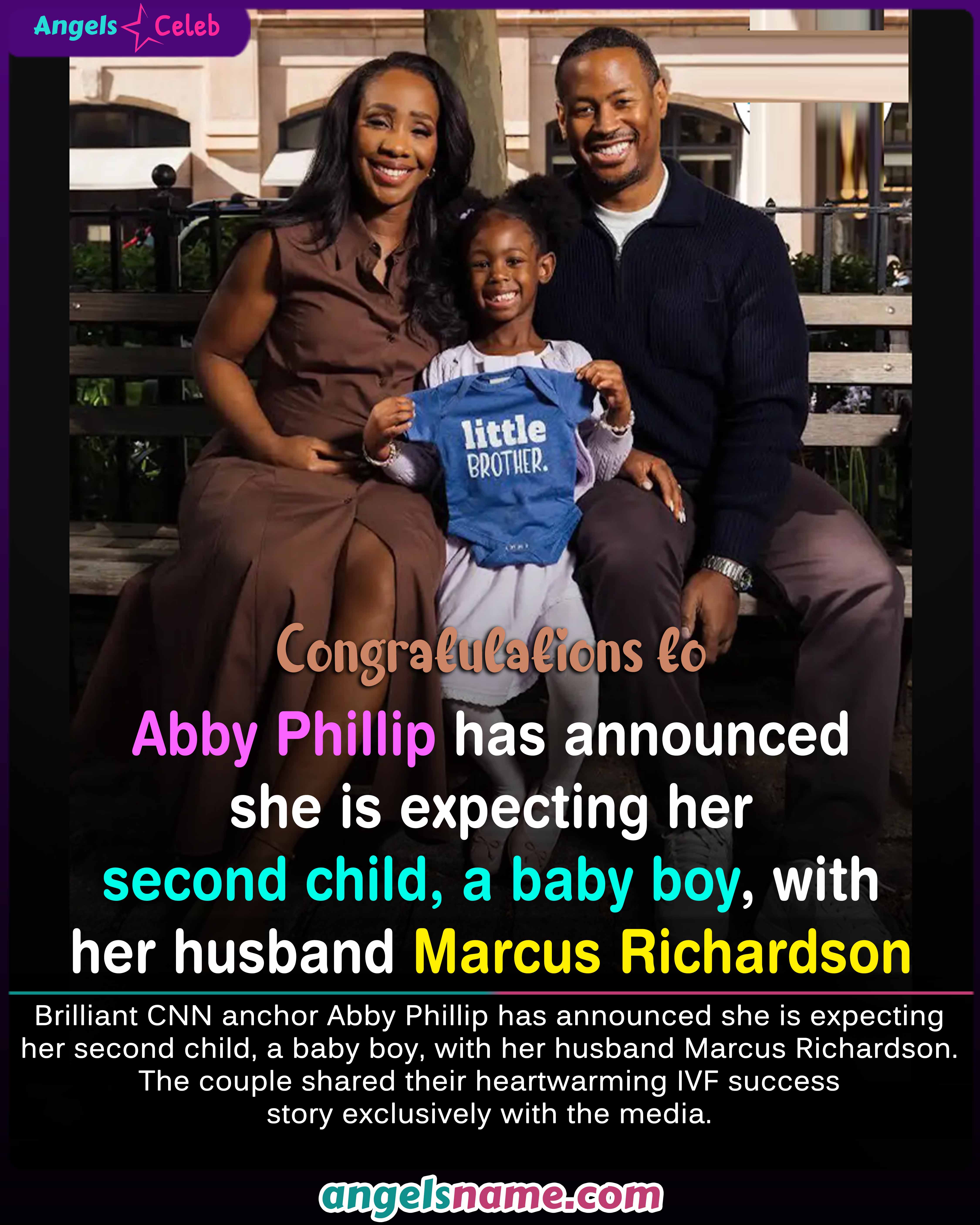 CNN News Anchor Abby Phillip celebrating her second pregnancy announcement